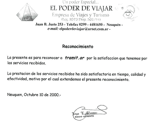 Certificación de El Poder de Viajar...